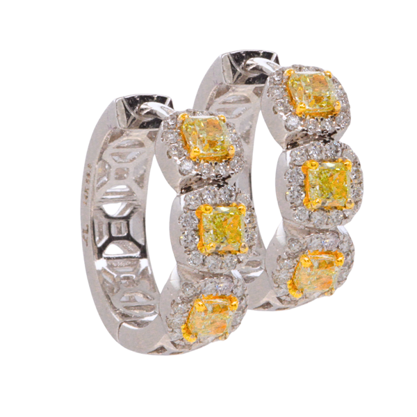 1.01 CT Yellow And White Diamond Earrings Rasmussen Diamonds Mount Pleasant, WI