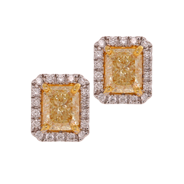 1.42 CT Natural Yellow And White Diamond Earrings Rasmussen Diamonds Mount Pleasant, WI
