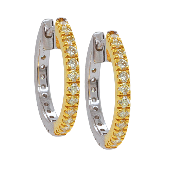 0.99 CT Yellow And White Diamond Hoop Earrings Rasmussen Diamonds Mount Pleasant, WI