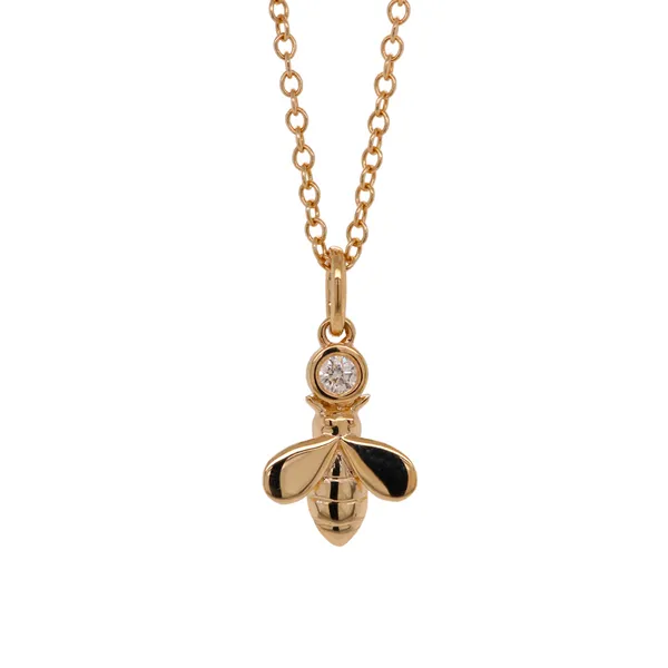 Honeycomb .05Ct Diamond Bee Pendant