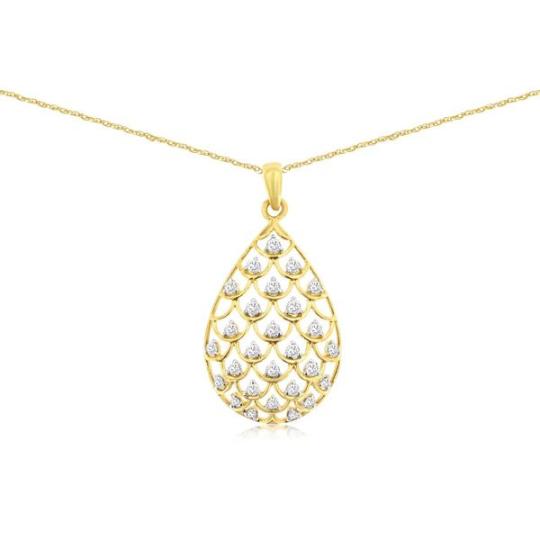 Diamond Teardrop Lattice Design Pendant Rasmussen Diamonds Mount Pleasant, WI