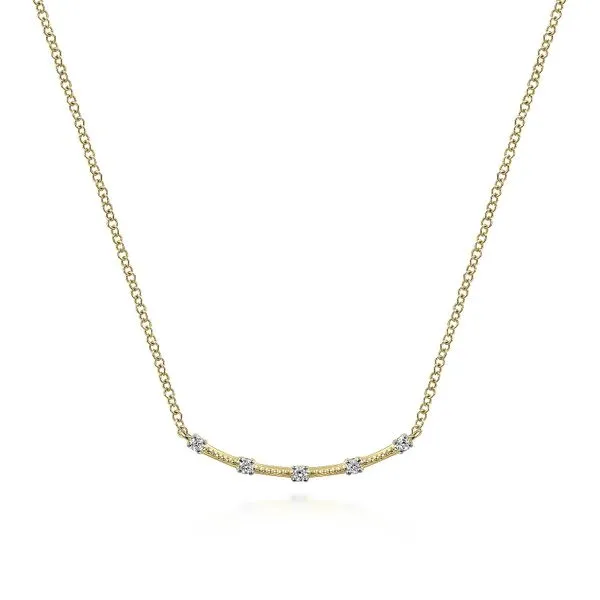 Gabriel & Co. Yellow Gold Diamond Necklace Rasmussen Diamonds Mount Pleasant, WI