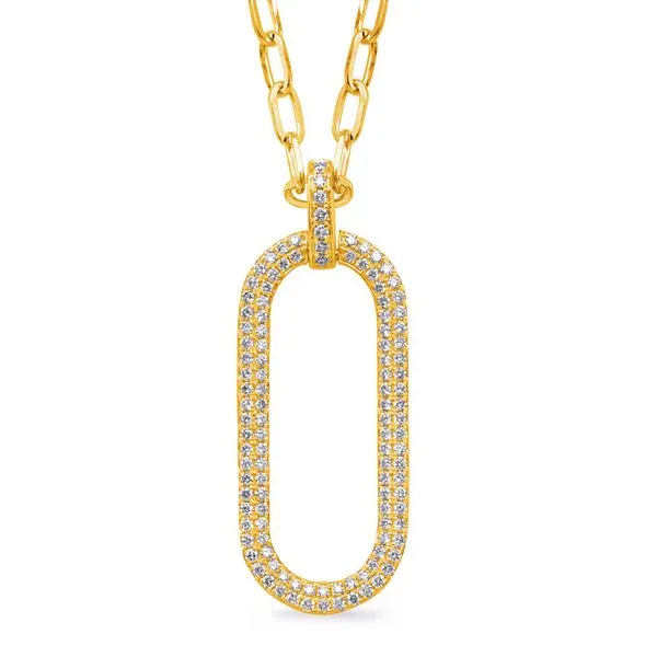 14K Yellow Gold Oval Link Diamond Pendant Rasmussen Diamonds Mount Pleasant, WI