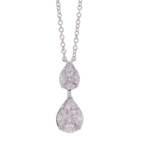 Double Pear Shaped Diamond Drop Necklace Rasmussen Diamonds Mount Pleasant, WI