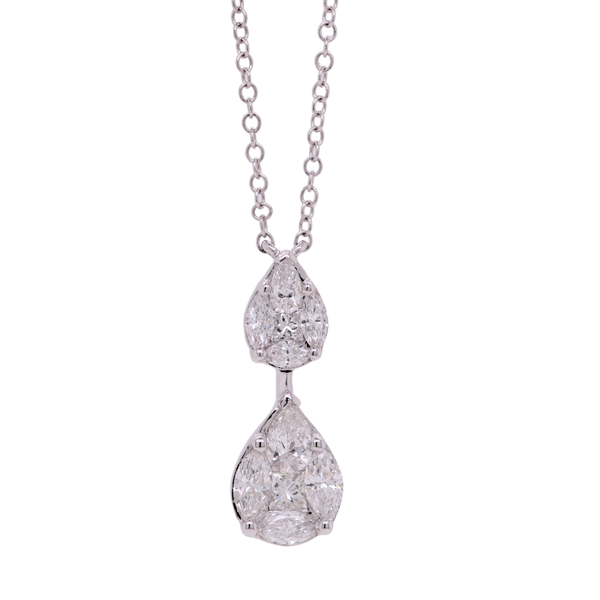 Double Pear Shaped Diamond Drop Necklace Rasmussen Diamonds Mount Pleasant, WI