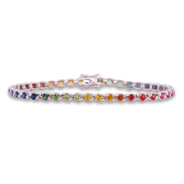Rainbow Sapphire Bracelet Containing 41 Round Sapphires Rasmussen Diamonds Mount Pleasant, WI