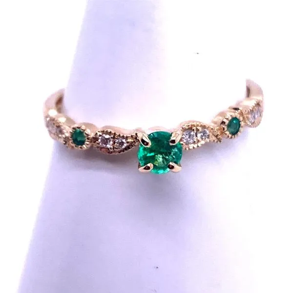 Yellow Gold, Diamond, and Emerald ring Rasmussen Diamonds Mount Pleasant, WI