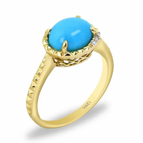 Yellow Gold Turquoise Diamond Ring Rasmussen Diamonds Mount Pleasant, WI