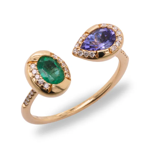 Emerald and Tanzanite Ring Rasmussen Diamonds Mount Pleasant, WI