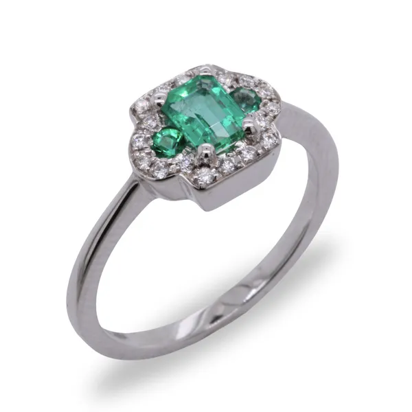 Emerald and Diamond Ring Rasmussen Diamonds Mount Pleasant, WI