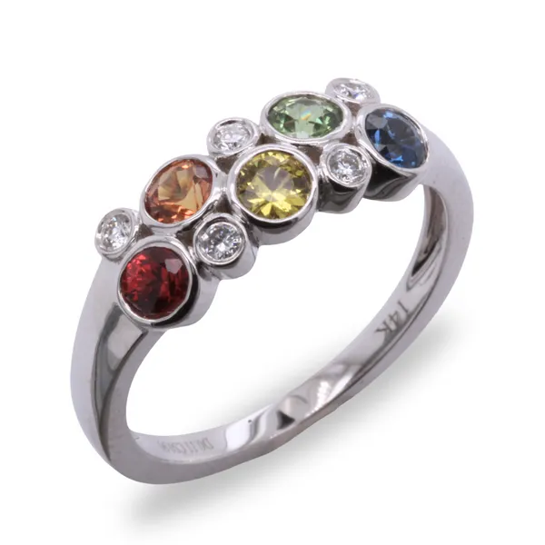 Rainbow Sapphire and Diamond Ring Rasmussen Diamonds Mount Pleasant, WI