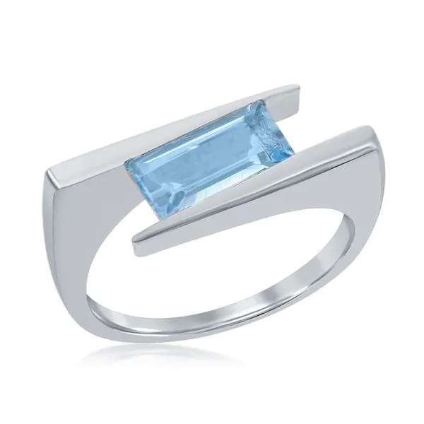 Emerald Cut Blue Topaz Ring Rasmussen Diamonds Mount Pleasant, WI