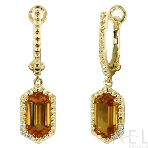 Yellow Gold Citrine Diamond Earrings Rasmussen Diamonds Mount Pleasant, WI