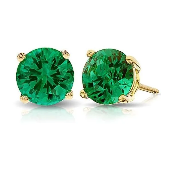 Yellow Gold Emerald Stud Earrings Rasmussen Diamonds Mount Pleasant, WI