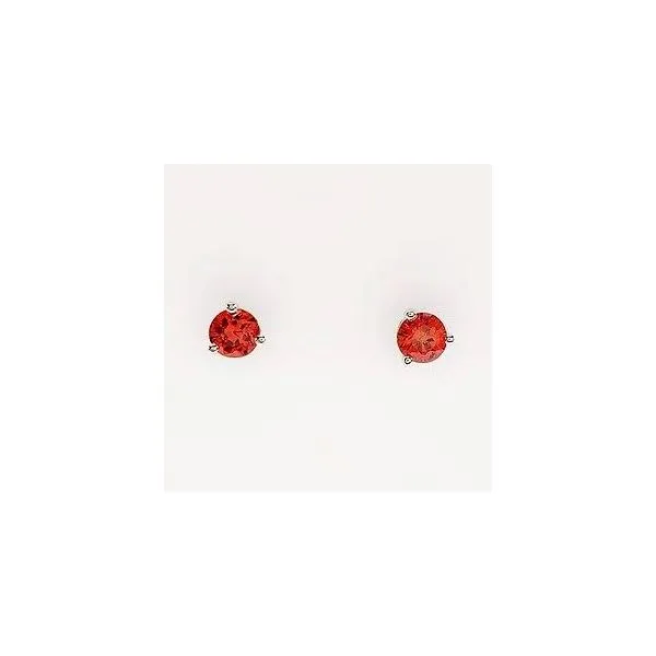 Silver Red-Orange Sapphire Stud Earrings Rasmussen Diamonds Mount Pleasant, WI
