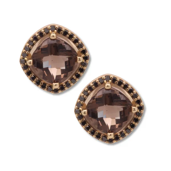 Smokey Quartz and Black Diamond Earrings Rasmussen Diamonds Mount Pleasant, WI