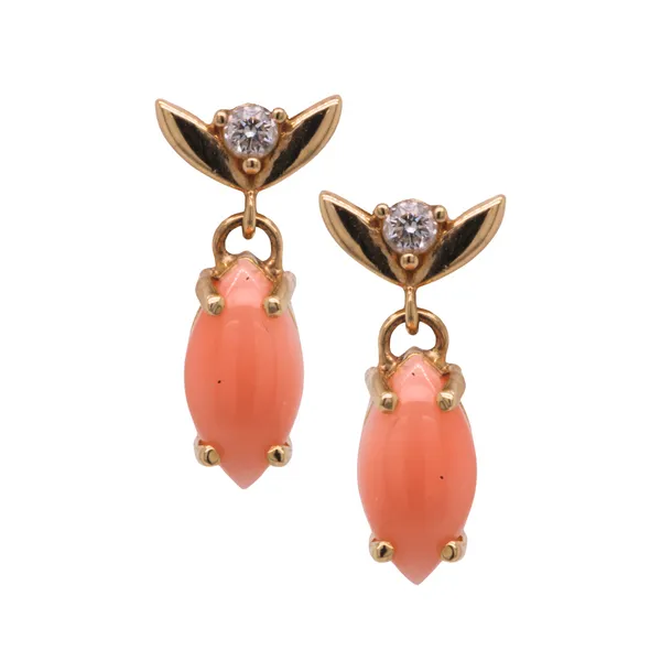 Coral and Diamond Earrings Rasmussen Diamonds Mount Pleasant, WI