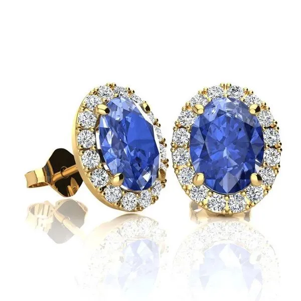 Tanzanite and Diamond Halo Stud Earrings Rasmussen Diamonds Mount Pleasant, WI