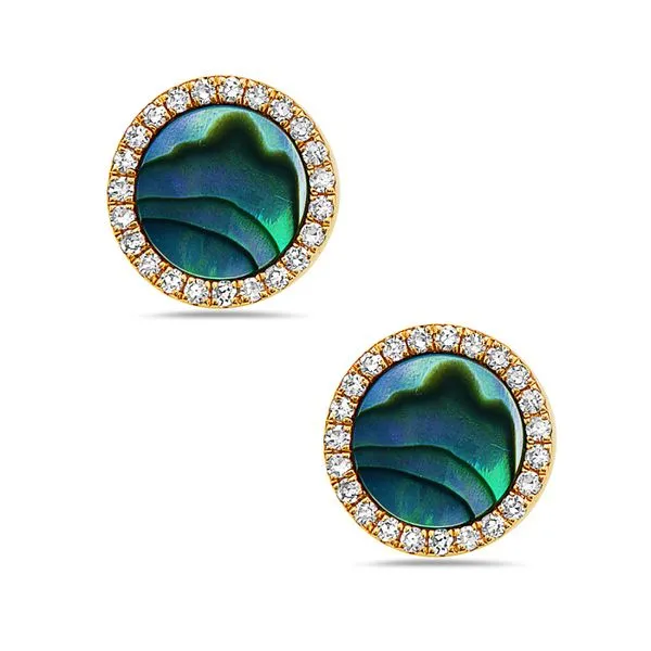 Yellow Gold Mother of Pearl Earrings Rasmussen Diamonds Mount Pleasant, WI