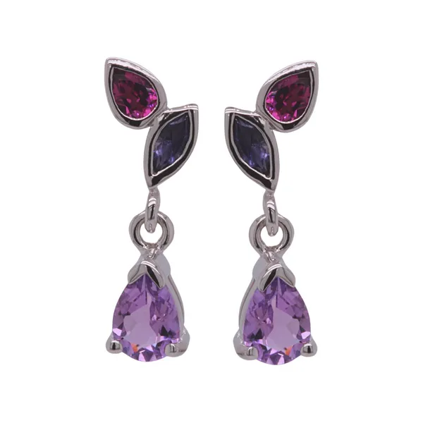 Amethyst, Iolite, And Rhodolite Garnet Dangle Earrings Rasmussen Diamonds Mount Pleasant, WI