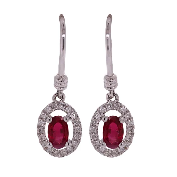 Ruby And Diamond Dangle Earrings Rasmussen Diamonds Mount Pleasant, WI