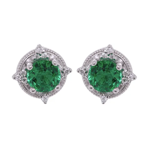 Emerald And Diamond Stud Earrings Rasmussen Diamonds Mount Pleasant, WI