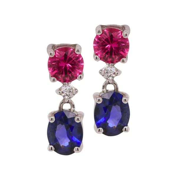 Pink And Blue Sapphire And Diamond Drop Earrings Rasmussen Diamonds Mount Pleasant, WI