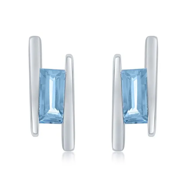 Emerald Cut Blue Topaz Earrings Rasmussen Diamonds Mount Pleasant, WI
