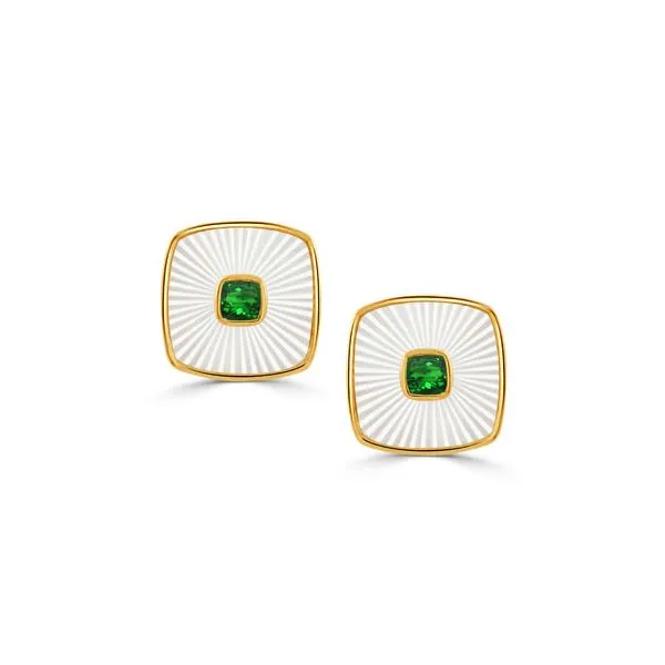 Mother Of Pearl And Tsavorite Garnet Earrings