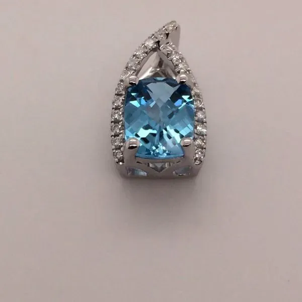 White Gold, Blue Topaz, and Diamond pendant Rasmussen Diamonds Mount Pleasant, WI