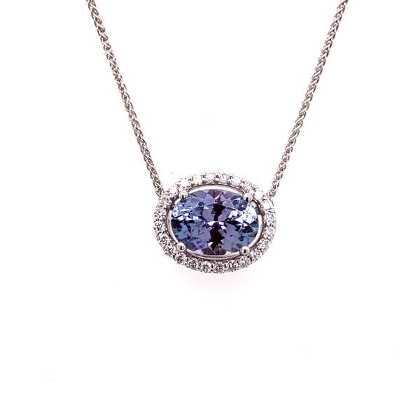 Peacock Tanzanite and Diamond pendant with a White Gold chain Rasmussen Diamonds Mount Pleasant, WI