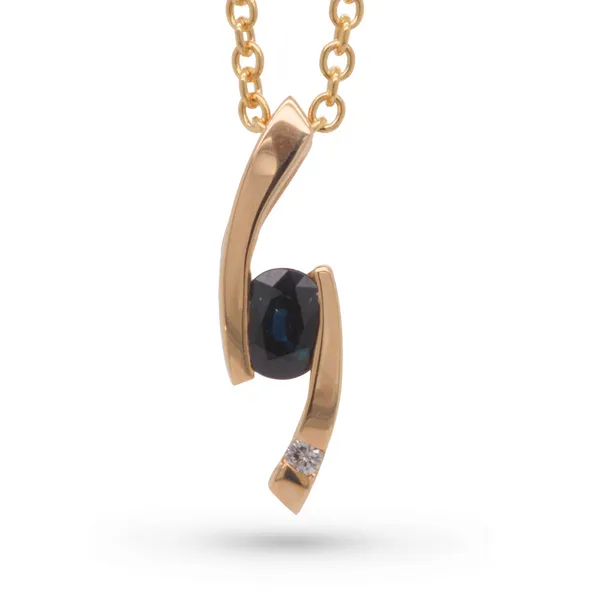 Blue Sapphire and Diamond Pendant Rasmussen Diamonds Mount Pleasant, WI