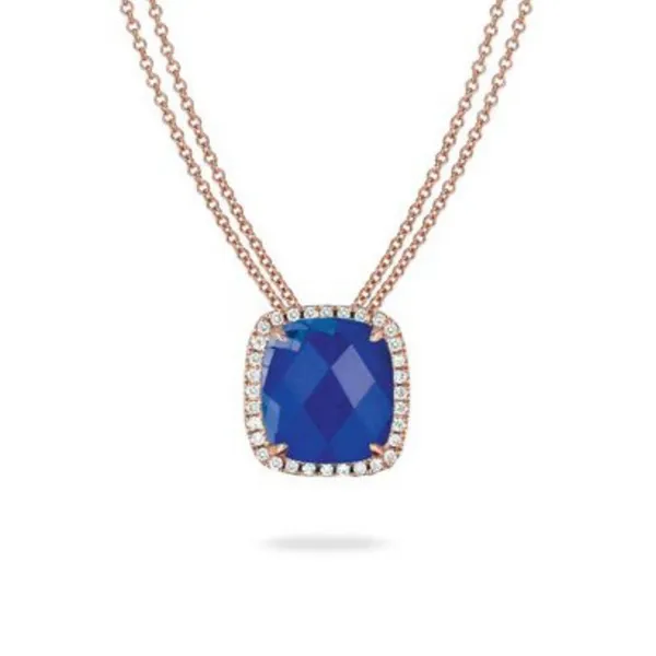 Doves Diamond Pendant With Clear Quartz Over Lapis Rasmussen Diamonds Mount Pleasant, WI