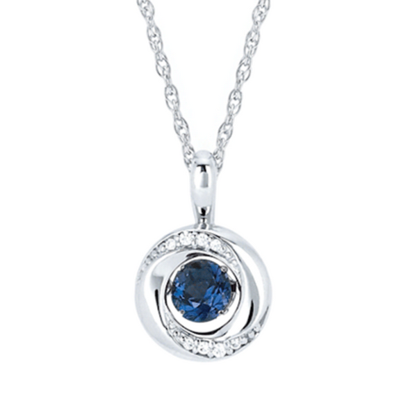 Blue Sapphire and Diamond Pendant Rasmussen Diamonds Mount Pleasant, WI