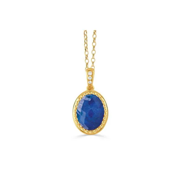Doves Lapis and Diamond Pendant