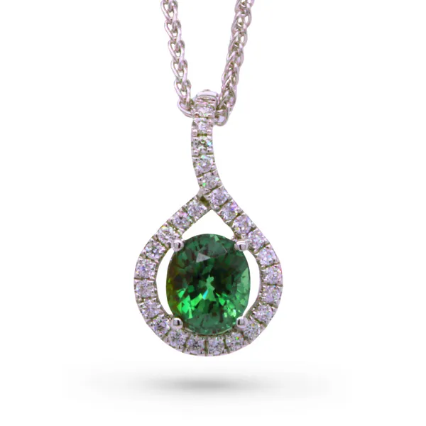 Tsavorite Garnet and Diamond Pendant