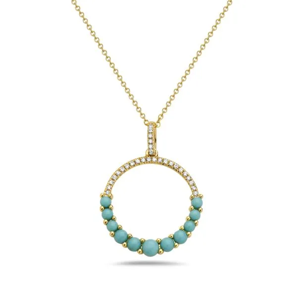 Turquoise And Diamond Circle Pendant Rasmussen Diamonds Mount Pleasant, WI