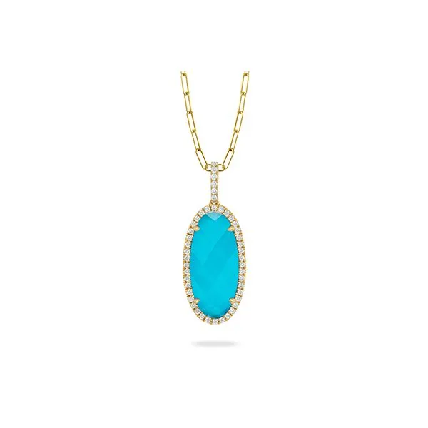 Turquoise With Clear Quartz And Diamond Pendant Rasmussen Diamonds Mount Pleasant, WI