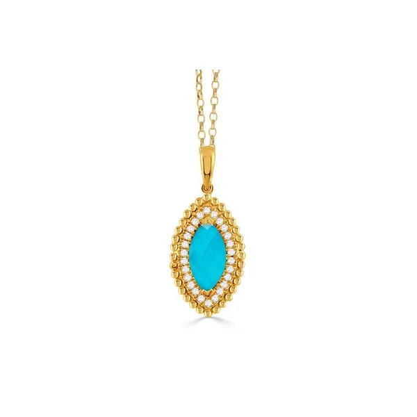 Diamond Pendant With Clear Quartz Over Turquoise Rasmussen Diamonds Mount Pleasant, WI