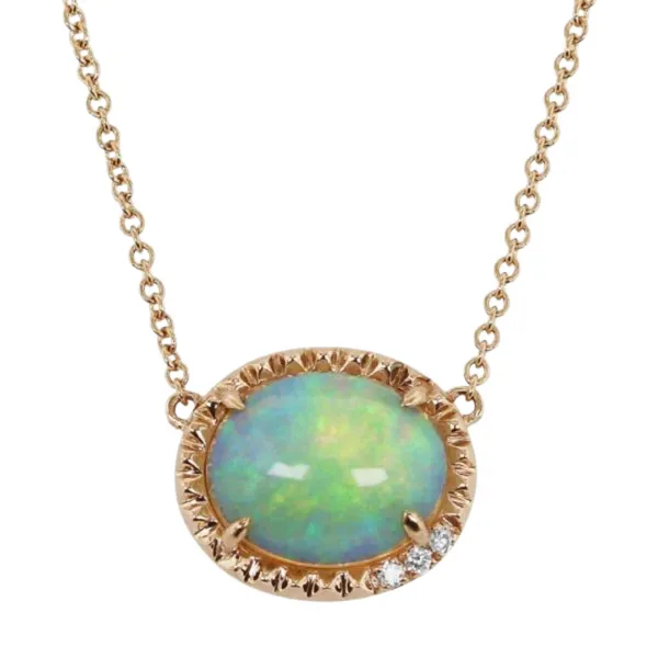 Opal and Diamond Necklace Rasmussen Diamonds Mount Pleasant, WI