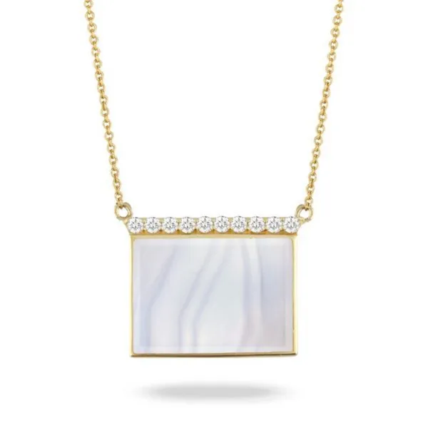 Doves Grey Agate and Diamond Necklace Rasmussen Diamonds Mount Pleasant, WI
