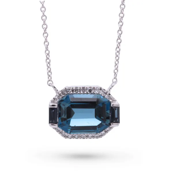 London Blue Topaz, Sapphire, and Diamond Necklace Rasmussen Diamonds Mount Pleasant, WI
