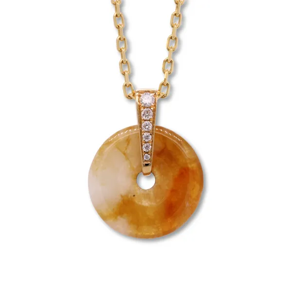 Yellow Jade and Diamond Necklace Rasmussen Diamonds Mount Pleasant, WI