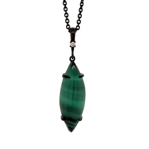 Marquise Shaped Malachite and Diamond Pendant Rasmussen Diamonds Mount Pleasant, WI