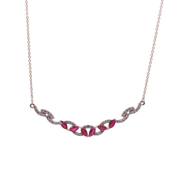 Marquise And Diamond Curved Necklace