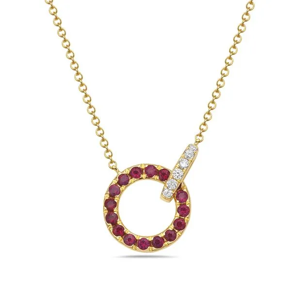 Ruby And Diamond Interlocking Circle Necklace Rasmussen Diamonds Mount Pleasant, WI
