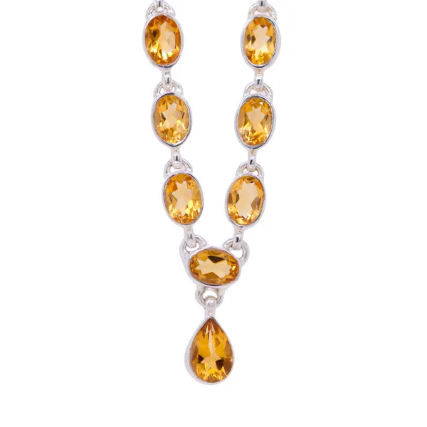 Oval Shaped Citrine Necklace