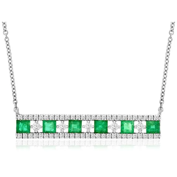 Emerald And Diamond Bar Necklace Rasmussen Diamonds Mount Pleasant, WI