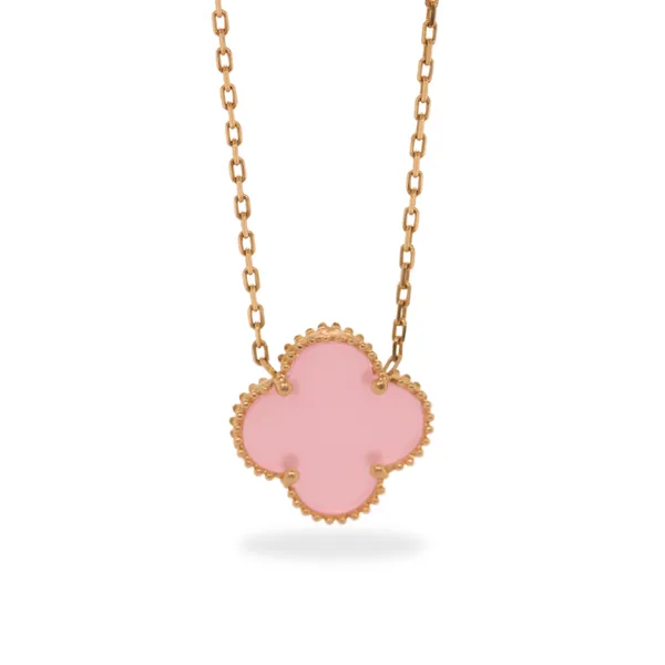 Rose Quartz Shamrock Necklace Rasmussen Diamonds Mount Pleasant, WI