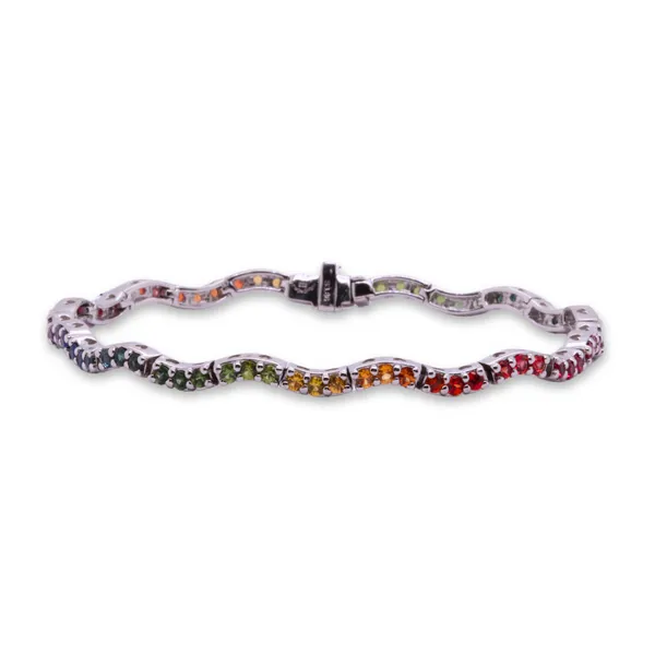 Curved Rainbow Sapphire Bracelet Rasmussen Diamonds Mount Pleasant, WI